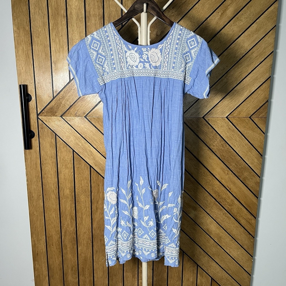Johnny Was 3J Workshop Dress XS Floral‎ Embroidered Cottagecore Peasant Prairie